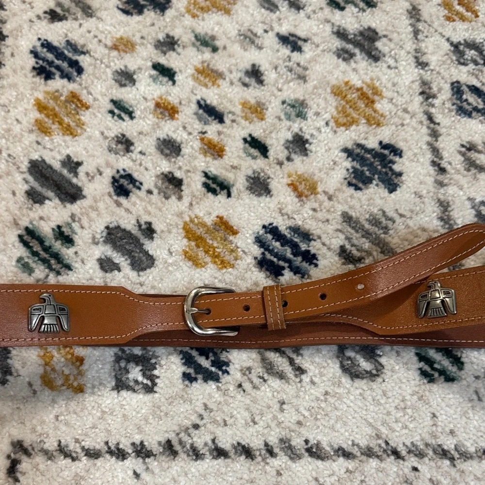 Leather Western Belt Brown USA Thunderbird Buffalo Concho Size 40 Southwestern